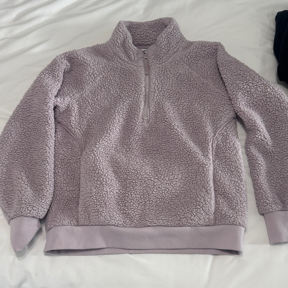 Athleta Girl Plush Lavender Sherpa Quarter-Zip